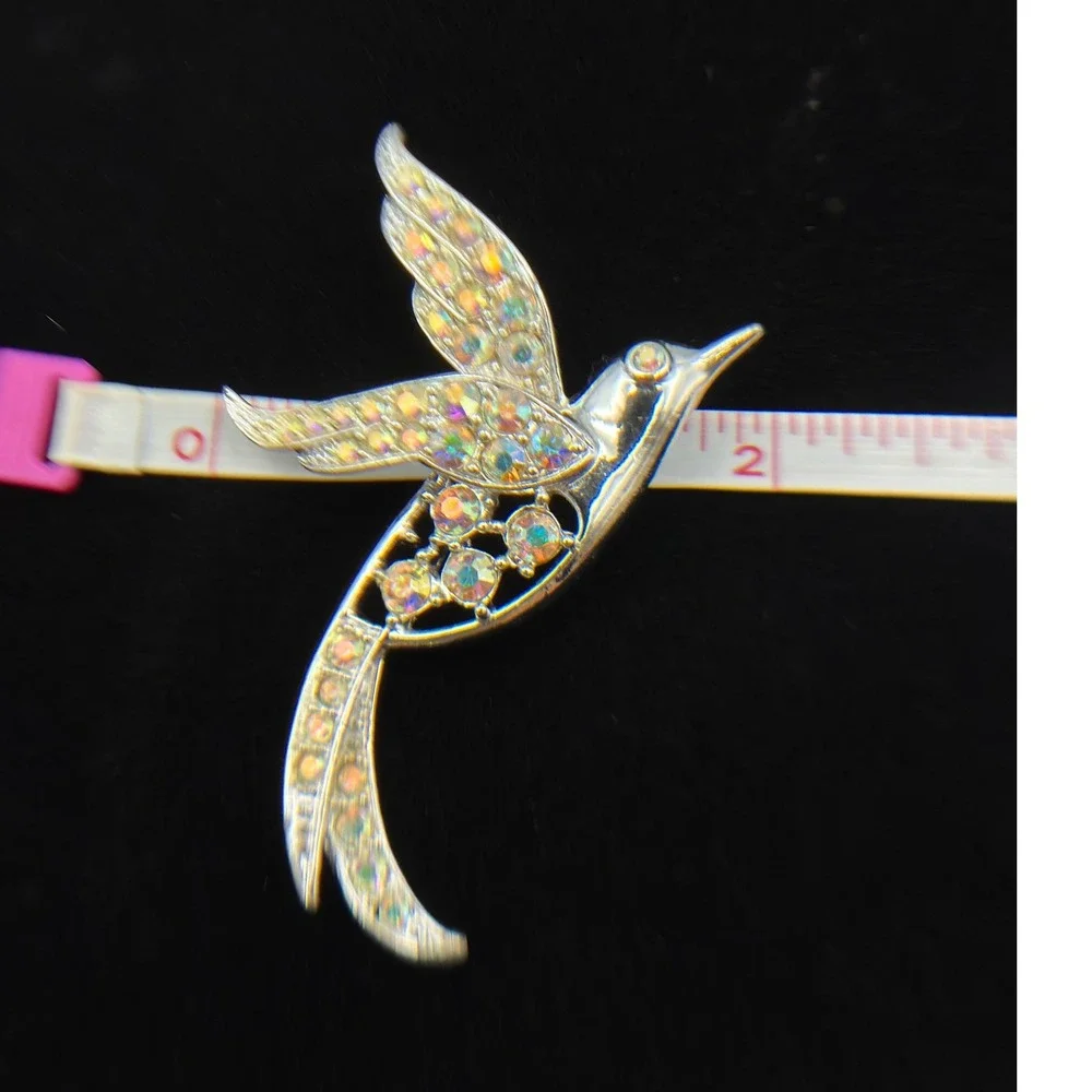 Vintage‎ Sarah Coventry Bird of Paradise Brooch Aurora Borealis Rhinestone Pin